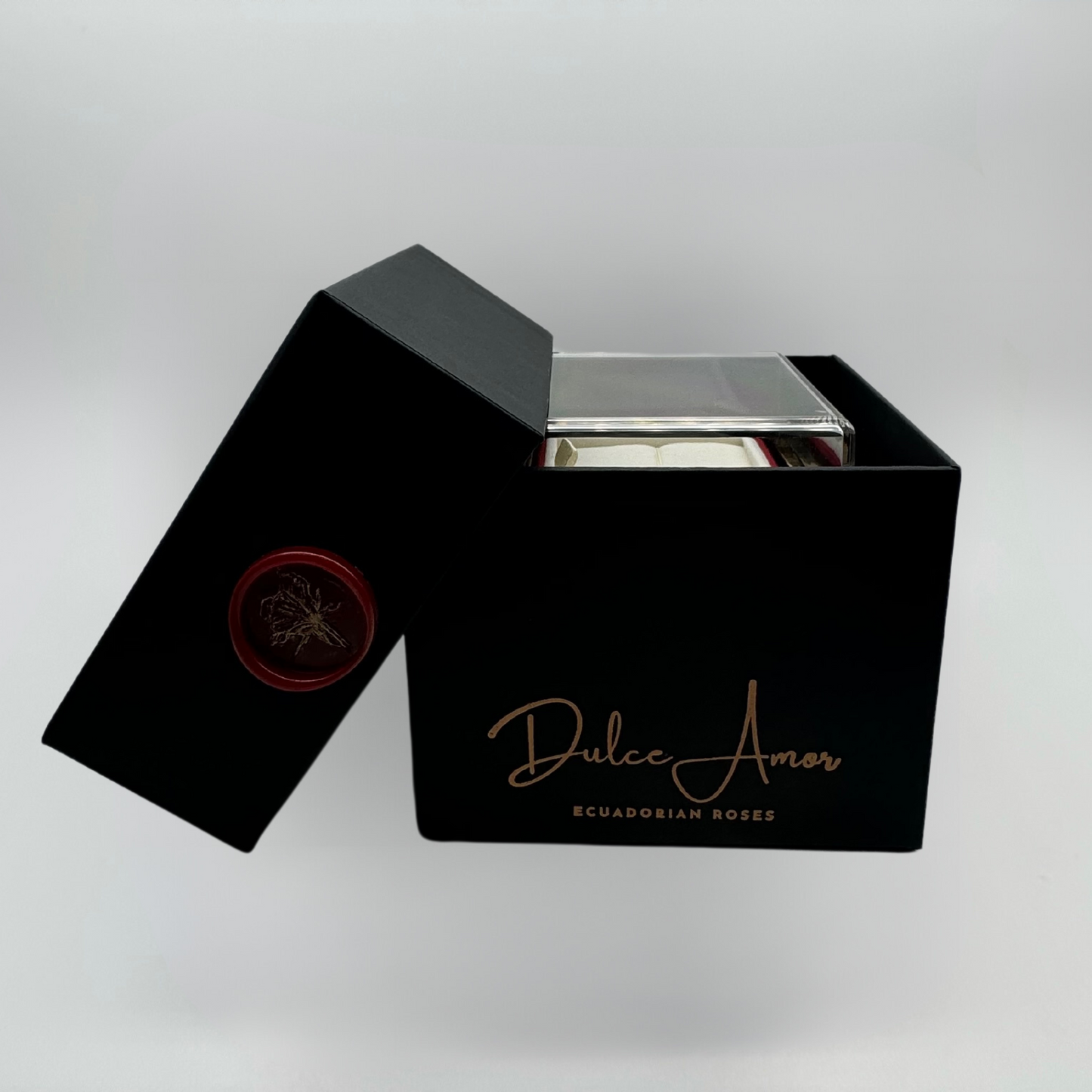 Caja de rosa eterna rosa - Collar y rosa natural