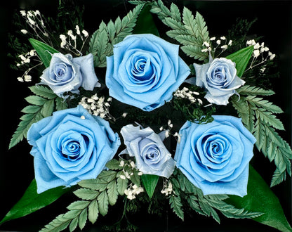 Lavender Glam and Light Blue Infinity Rose-Arrangement Box