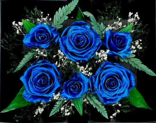 Metallic Blue Infinity Rose-Arrangement Box